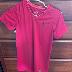 Nike Hot Pink V-Neck Dri-FIT Athletic Tee